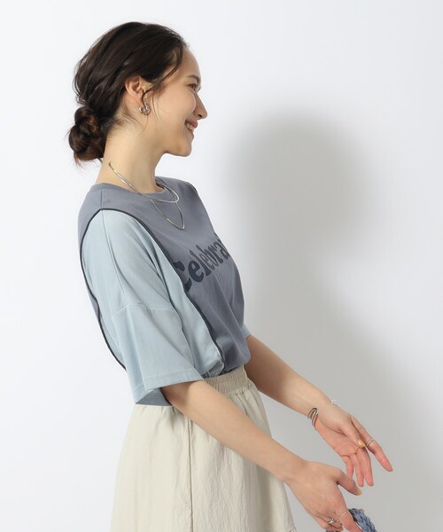 Cutie Blonde(キューティーブロンド)の「◆【洗える】リメイク風 切り替えTシャツ(Tシャツ/カットソー・レディース・ブルー系9/ホワイト系その他5/ブラック系4・04/02/03)」の12枚目の写真