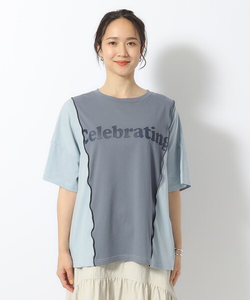 Cutie Blonde(キューティーブロンド)の「◆【洗える】リメイク風 切り替えTシャツ(Tシャツ/カットソー・レディース・ブルー系9/ホワイト系その他5/ブラック系4・04/02/03)」の9枚目の写真