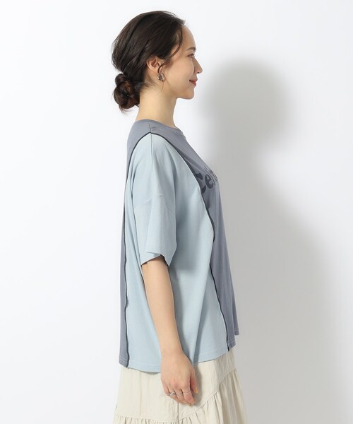 Cutie Blonde(キューティーブロンド)の「◆【洗える】リメイク風 切り替えTシャツ(Tシャツ/カットソー・レディース・ブルー系9/ホワイト系その他5/ブラック系4・04/02/03)」の8枚目の写真