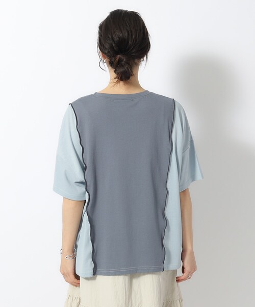 Cutie Blonde(キューティーブロンド)の「◆【洗える】リメイク風 切り替えTシャツ(Tシャツ/カットソー・レディース・ブルー系9/ホワイト系その他5/ブラック系4・04/02/03)」の7枚目の写真