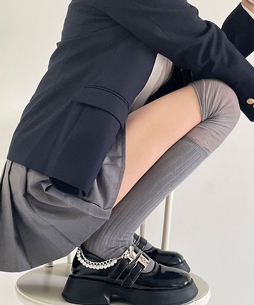 シアー切り替え ストライプニーハイソックス cula912（ソックス/靴下