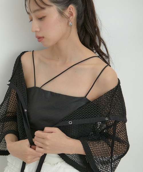 VIS(ビス)の「【洗える】箔プリントカップ付きキャミソール(キャミソール・レディース・シルバー/ブラック系その他/ゴールド系その他・FREE)」の1枚目の写真