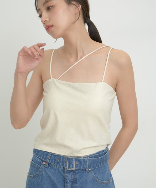 VIS(ビス)の「【洗える】箔プリントカップ付きキャミソール(キャミソール・レディース・シルバー/ブラック系その他/ゴールド系その他・FREE)」の3枚目の写真