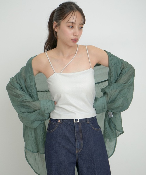 VIS(ビス)の「【洗える】箔プリントカップ付きキャミソール(キャミソール・レディース・シルバー/ブラック系その他/ゴールド系その他・FREE)」の5枚目の写真