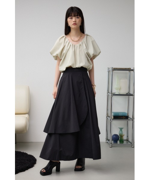AZUL by moussy(アズールバイマウジー)の「ボリュームデザインスカート(スカート・レディース・ブラック/アイボリー/ブルー・SMALL/MEDIUM)」の4枚目の写真