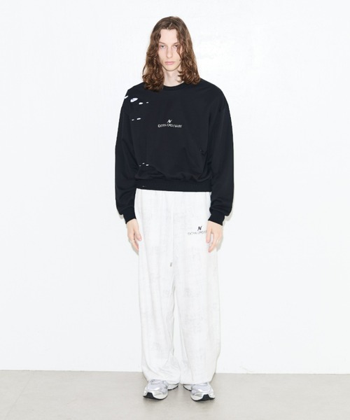 Lui's（ルイス）の「【Neucon/ニューコン】ロゴ刺繍ショート丈ダメージ