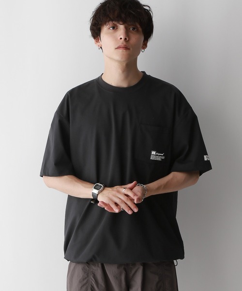 RAGEBLUE(レイジブルー)の「【RUSSELL ATHLETIC】ドライパワーワンポイントTシャツ<吸水速乾>(Tシャツ/カットソー・メンズ・ネイビー/ブラック・MEDIUM/LARGE)」の5枚目の写真