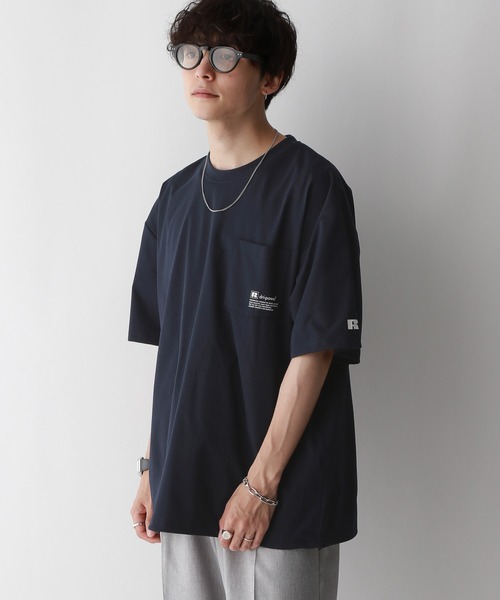 RAGEBLUE(レイジブルー)の「【RUSSELL ATHLETIC】ドライパワーワンポイントTシャツ<吸水速乾>(Tシャツ/カットソー・メンズ・ネイビー/ブラック・MEDIUM/LARGE)」の9枚目の写真