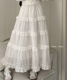 GEMEDA | ボトムス レース フリル Aラインスカート(スカート)