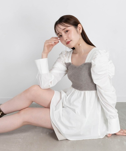 RANDA(ランダ)の「【選べる丈感】ニットビスチェドッキングブラウス(シャツ/ブラウス・レディース・ブラック/グレー/ブラウン・FREE/FT)」の3枚目の写真