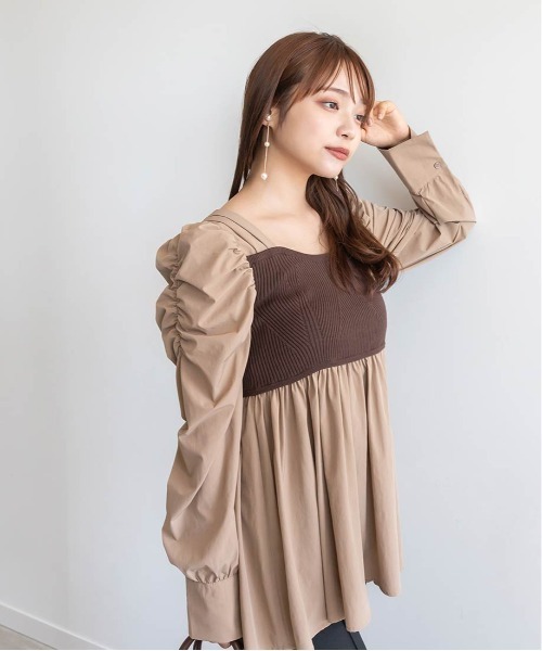 RANDA(ランダ)の「【選べる丈感】ニットビスチェドッキングブラウス(シャツ/ブラウス・レディース・ブラック/グレー/ブラウン・FREE/FT)」の12枚目の写真