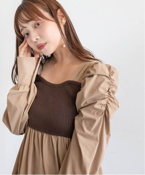 RANDA(ランダ)の「【選べる丈感】ニットビスチェドッキングブラウス(シャツ/ブラウス・レディース・ブラック/グレー/ブラウン・FREE/FT)」の14枚目の写真