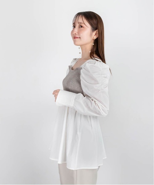 RANDA(ランダ)の「【選べる丈感】ニットビスチェドッキングブラウス(シャツ/ブラウス・レディース・ブラック/グレー/ブラウン・FREE/FT)」の22枚目の写真
