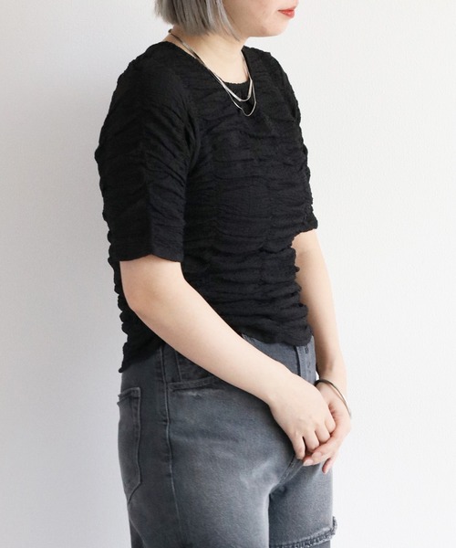 cepo(セポ)の「シャーリングプルオーバー(Tシャツ/カットソー・レディース・オフホワイト/ブラック・M)」の19枚目の写真