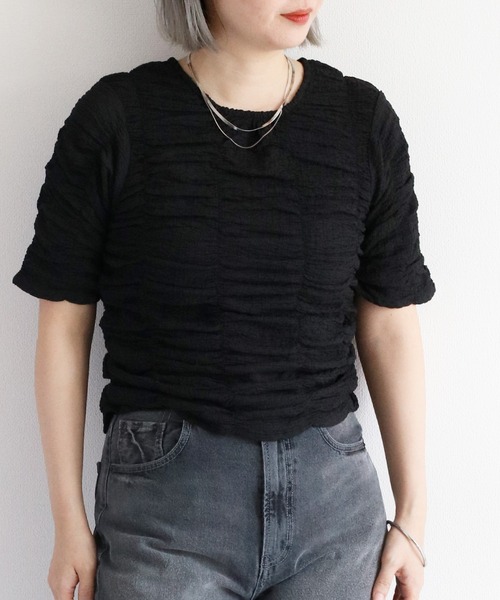 cepo(セポ)の「シャーリングプルオーバー(Tシャツ/カットソー・レディース・オフホワイト/ブラック・M)」の20枚目の写真