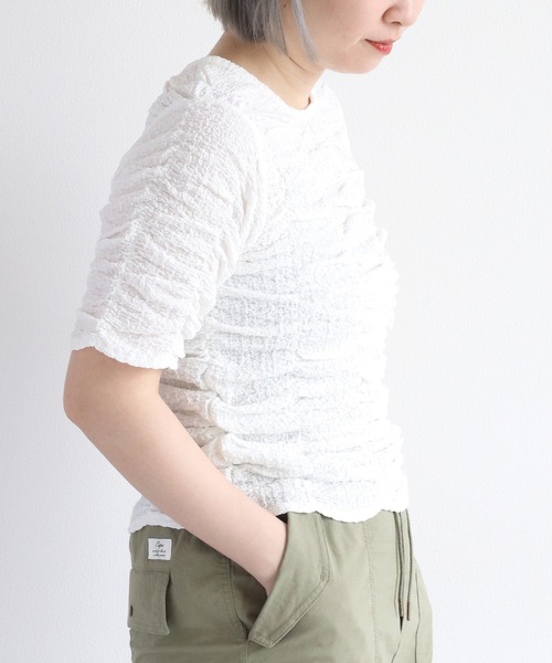 cepo(セポ)の「シャーリングプルオーバー(Tシャツ/カットソー・レディース・オフホワイト/ブラック・M)」の5枚目の写真