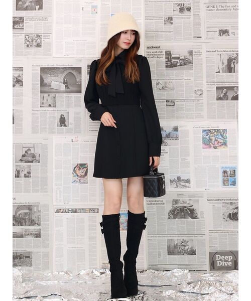 EATME(イートミー)の「ニットベスト付きワンピース(ワンピース・レディース・ブラック/オフホワイト・SMALL/MEDIUM)」の8枚目の写真