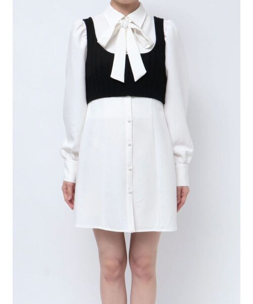 EATME(イートミー)の「ニットベスト付きワンピース(ワンピース・レディース・ブラック/オフホワイト・SMALL/MEDIUM)」の9枚目の写真