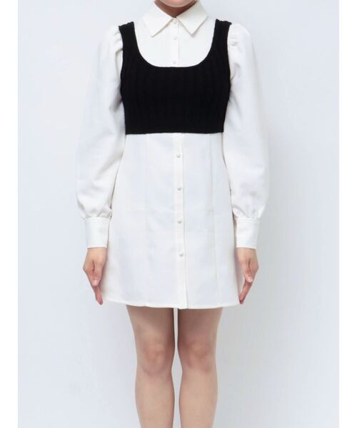 EATME(イートミー)の「ニットベスト付きワンピース(ワンピース・レディース・ブラック/オフホワイト・SMALL/MEDIUM)」の18枚目の写真