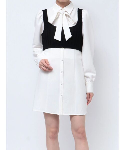 EATME(イートミー)の「ニットベスト付きワンピース(ワンピース・レディース・ブラック/オフホワイト・SMALL/MEDIUM)」の22枚目の写真