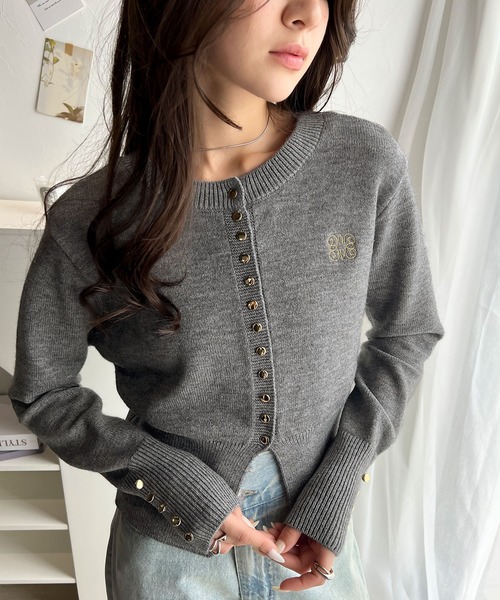 セール】【mily bilet】ゴールドボタン使いが上品見せ。エレガント胸刺