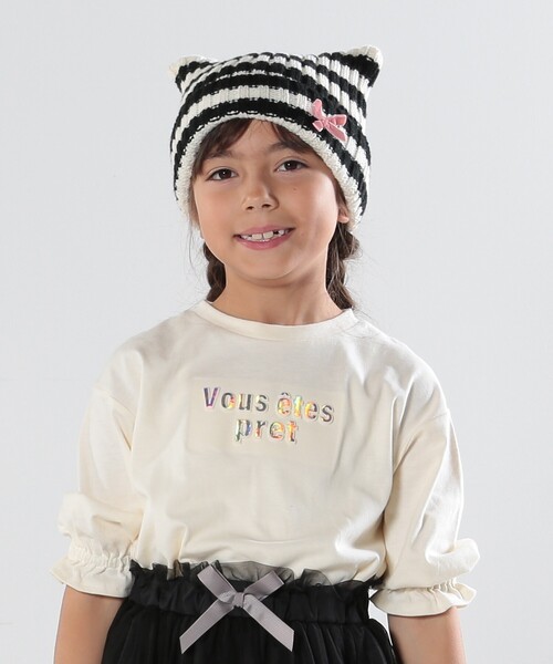 SHOO・LA・RUE（シューラルー）の「◆【110-140cm/2点セット】エンボスTシャツ＋チュールスカート（セットアップ・キッズ・ピンク/アイボリー・12/11/14/13）」の7枚目の写真