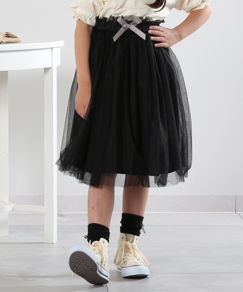 SHOO・LA・RUE（シューラルー）の「◆【110-140cm/2点セット】エンボスTシャツ＋チュールスカート（セットアップ・キッズ・ピンク/アイボリー・12/11/14/13）」の8枚目の写真