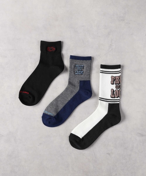 セール】【FRUIT OF THE LOOM】ロゴソックス 3足セット