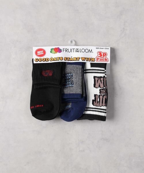 セール】【FRUIT OF THE LOOM】ロゴソックス 3足セット