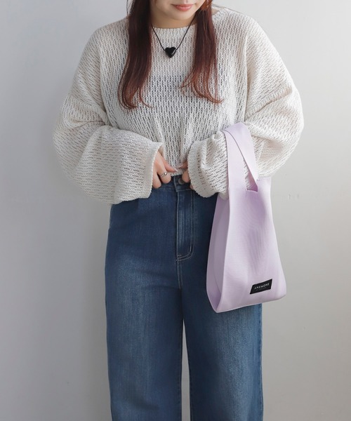 ANEMONE（アネモネ）の「シンプルニットトートバッグ[S] 【動画あり】（トートバッグ・レディース・ターコイズブルー/アイボリー/ピンク/オレンジ/ダークグレー/ラベンダー/ネイビー/ブルー/レッド・FREE）」の6枚目の写真
