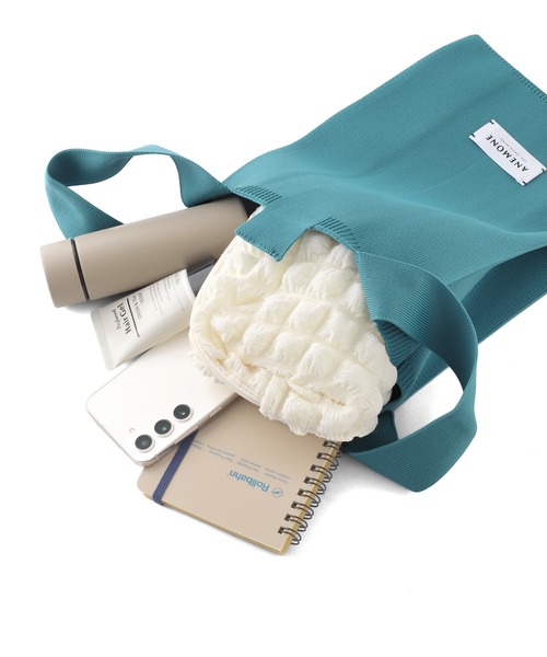 ANEMONE（アネモネ）の「シンプルニットトートバッグ[S] 【動画あり】（トートバッグ・レディース・ターコイズブルー/アイボリー/ピンク/オレンジ/ダークグレー/ラベンダー/ネイビー/ブルー/レッド・FREE）」の20枚目の写真