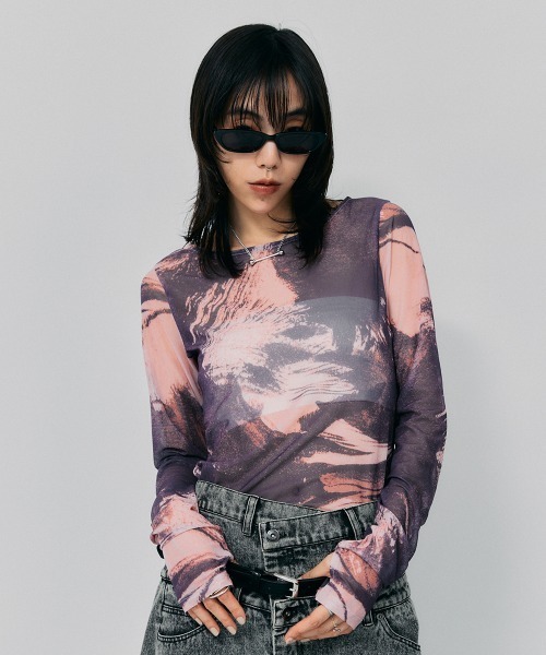 led.tokyo(レッドトウキョウ)の「【led.tokyo】パターンシアートップス(Tシャツ/カットソー・レディース・グレー/ブラウン・FREE)」の7枚目の写真