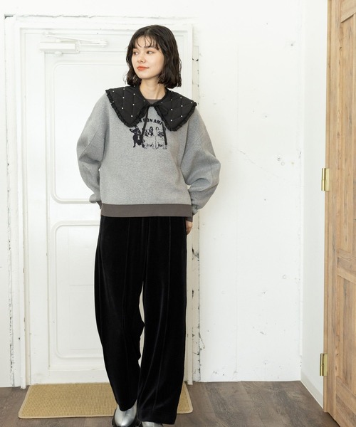 niko and...（ニコアンド）の「ラビットタッチベロアパンツ（その他パンツ・レディース・ラベンダー/モカ/グリーン/ホワイト/グレー/ブラック/アイボリー・MEDIUM/LONG）」の15枚目の写真