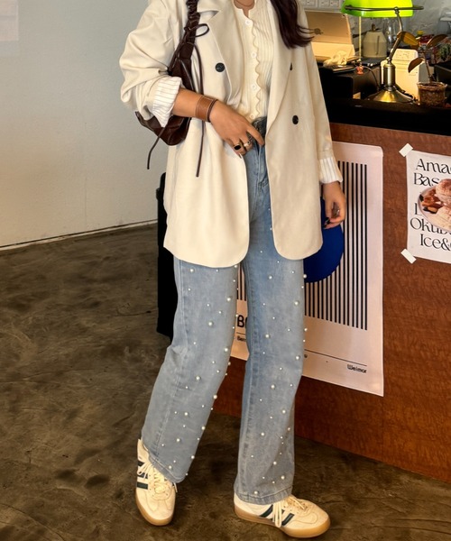 efill（エフィル）の「パール付き デニム パンツ（デニムパンツ・レディース・ライトブルー・FREE）」の11枚目の写真