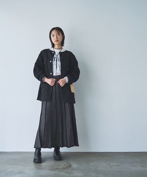 coen（コーエン）の「ラメプリーツニットスカート（スカート・レディース・グレー/ブラック・FREE）」の3枚目の写真