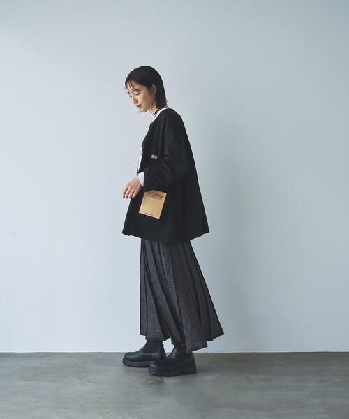 coen（コーエン）の「ラメプリーツニットスカート（スカート・レディース・グレー/ブラック・FREE）」の4枚目の写真