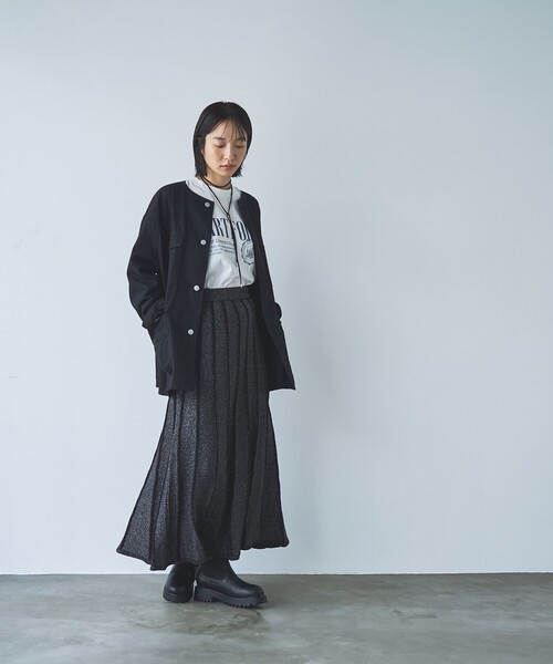coen（コーエン）の「ラメプリーツニットスカート（スカート・レディース・グレー/ブラック・FREE）」の5枚目の写真