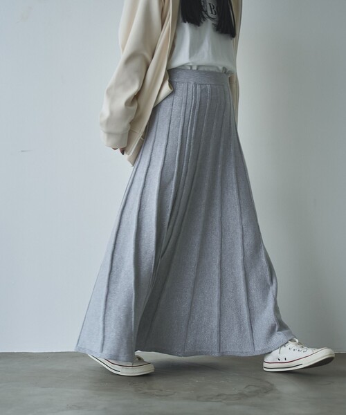 coen（コーエン）の「ラメプリーツニットスカート（スカート・レディース・グレー/ブラック・FREE）」の7枚目の写真