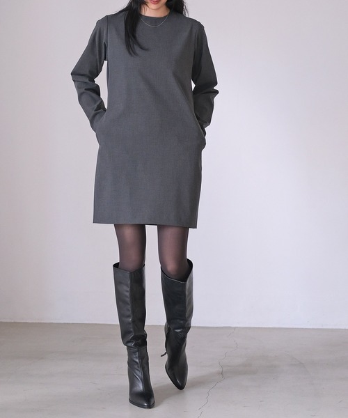 AKTE（アクテ）の「ペンシルミニドレス（ワンピース・レディース・ブラック/チャコールグレー・1/2）」の5枚目の写真