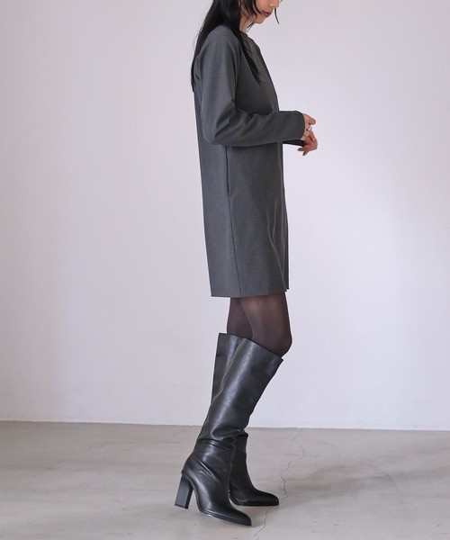 AKTE（アクテ）の「ペンシルミニドレス（ワンピース・レディース・ブラック/チャコールグレー・1/2）」の7枚目の写真