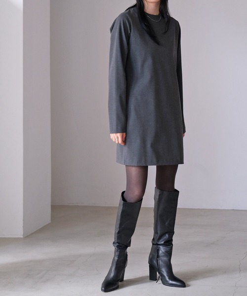 AKTE（アクテ）の「ペンシルミニドレス（ワンピース・レディース・ブラック/チャコールグレー・1/2）」の9枚目の写真