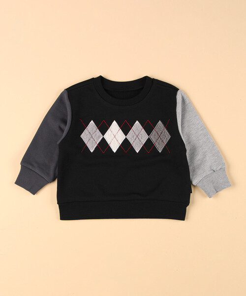 COMME CA ISM（コムサイズム）の「アーガイルモチーフ 長袖トレーナー(ベビーサイズ)（その他ベビー用品・キッズ・ネイビー/オートミール/ブラック・80-90cm/90-100cm）」の2枚目の写真