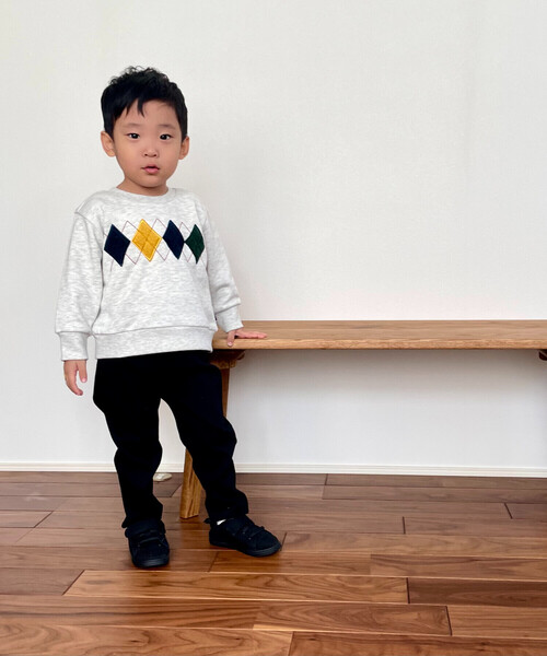 COMME CA ISM（コムサイズム）の「アーガイルモチーフ 長袖トレーナー(ベビーサイズ)（その他ベビー用品・キッズ・ネイビー/オートミール/ブラック・80-90cm/90-100cm）」の4枚目の写真
