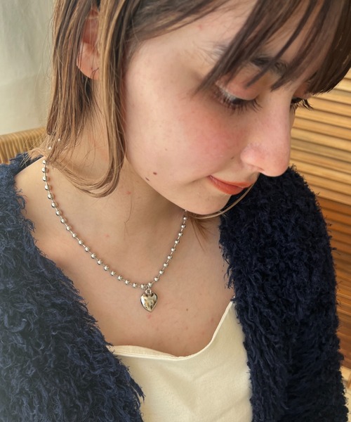 保存袋タグ付✨IOSSELLIANI ビジュー　フリンジチェーンネックレス セール】【 金属アレルギー対応 】 2連ハートビジューネックレス