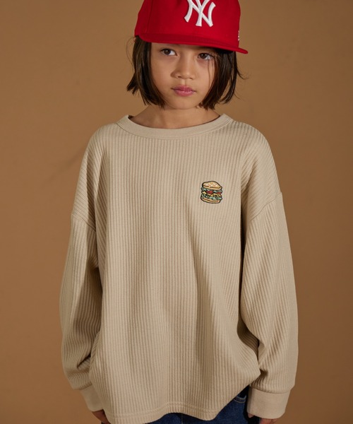 PAIRMANON STREET（ペアマノンストリート）の「【PAIRMANON STREET】アソート プリント ボーダー 刺繍 ワッフル ロンT（Tシャツ/カットソー・キッズ・ブラック/アイボリー/その他/ブラック系その他2/グリーン系その他/ベージュ/ホワイト系その他/レッド/パープル系その他/ブラック系その他/オレンジ系その他・90/120/150/160/100/110/130/140）」の6枚目の写真