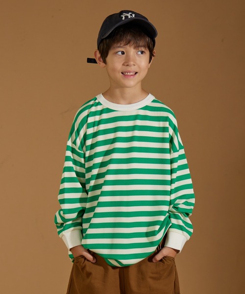 PAIRMANON STREET（ペアマノンストリート）の「【PAIRMANON STREET】アソート プリント ボーダー 刺繍 ワッフル ロンT（Tシャツ/カットソー・キッズ・ブラック/アイボリー/その他/ブラック系その他2/グリーン系その他/ベージュ/ホワイト系その他/レッド/パープル系その他/ブラック系その他/オレンジ系その他・90/120/150/160/100/110/130/140）」の7枚目の写真