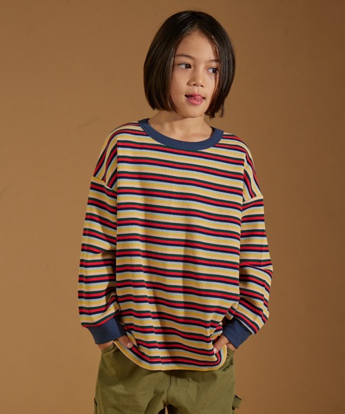 PAIRMANON STREET（ペアマノンストリート）の「【PAIRMANON STREET】アソート プリント ボーダー 刺繍 ワッフル ロンT（Tシャツ/カットソー・キッズ・ブラック/アイボリー/その他/ブラック系その他2/グリーン系その他/ベージュ/ホワイト系その他/レッド/パープル系その他/ブラック系その他/オレンジ系その他・90/120/150/160/100/110/130/140）」の11枚目の写真