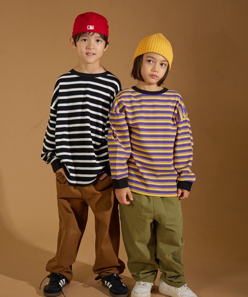 PAIRMANON STREET（ペアマノンストリート）の「【PAIRMANON STREET】アソート プリント ボーダー 刺繍 ワッフル ロンT（Tシャツ/カットソー・キッズ・ブラック/アイボリー/その他/ブラック系その他2/グリーン系その他/ベージュ/ホワイト系その他/レッド/パープル系その他/ブラック系その他/オレンジ系その他・90/120/150/160/100/110/130/140）」の17枚目の写真