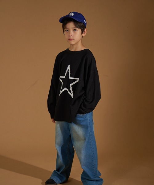 PAIRMANON STREET（ペアマノンストリート）の「【PAIRMANON STREET】アソート プリント ボーダー 刺繍 ワッフル ロンT（Tシャツ/カットソー・キッズ・ブラック/アイボリー/その他/ブラック系その他2/グリーン系その他/ベージュ/ホワイト系その他/レッド/パープル系その他/ブラック系その他/オレンジ系その他・90/120/150/160/100/110/130/140）」の18枚目の写真