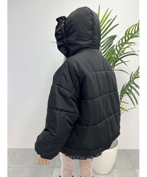 PHILLY（フィリー）の「【PHILLY】フリルフードフェイクダウンジャケット（ブルゾン・レディース・ブラック/ホワイト・FREE）」の13枚目の写真